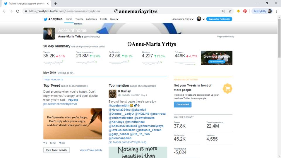 Twitter Analytics May 2019 Anne-Maria Yritys